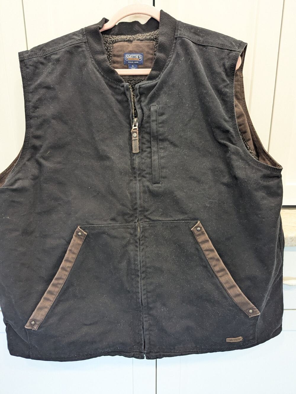 Smith Blk. Canvas,Lined Workwear Multi Pocket Vest,Heavy Zipper